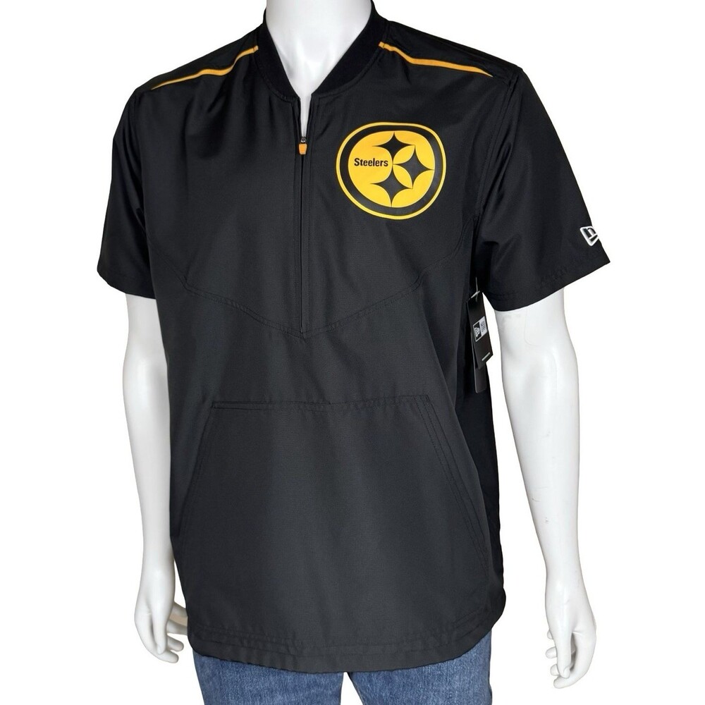 Pittsburgh Steelers Mens Large NFL Pullover Windbreaker Black New Era New